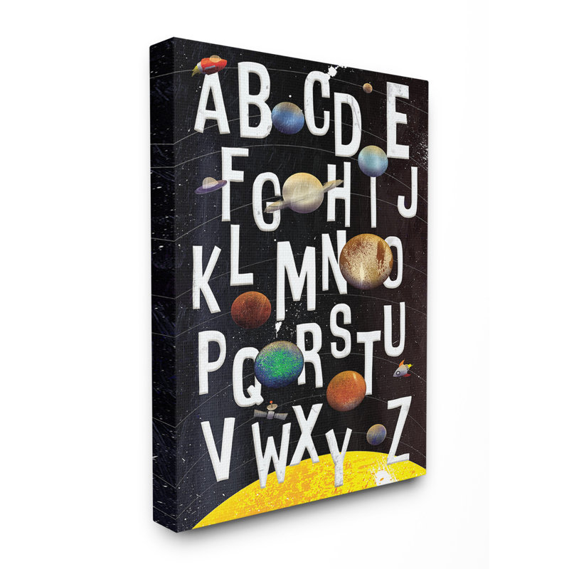 Art sur toile, sweeney alphabet laitante planètes, H 20 po x l 16 po x P 1,5 po