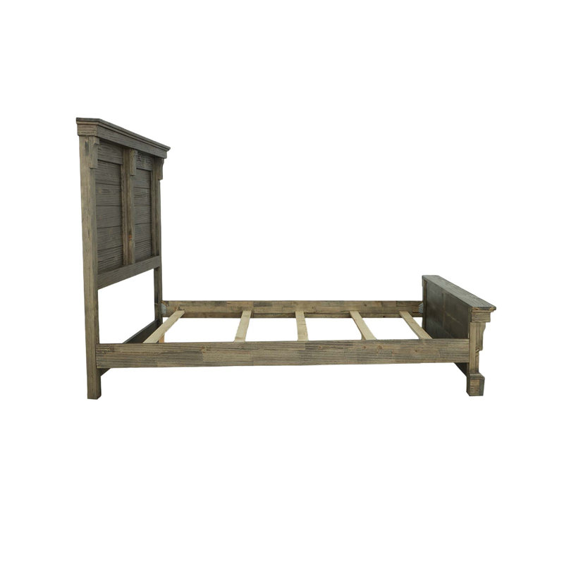 Weathered Gray Pine Queen Panel Bed with Headboard