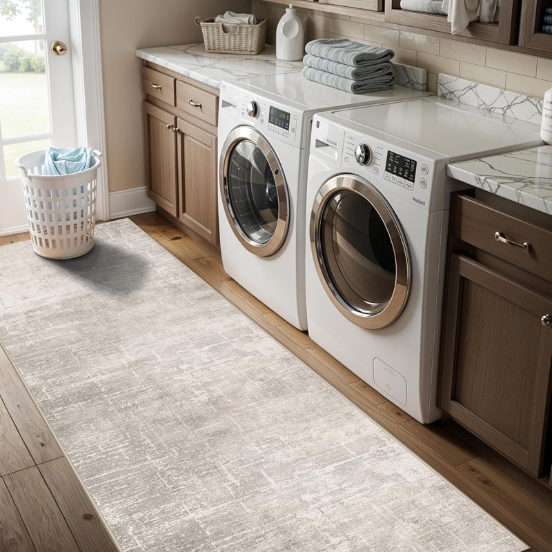 Washable Kitchen Runner Rug Non-Slip, Beige/Cream, 2' x 5'