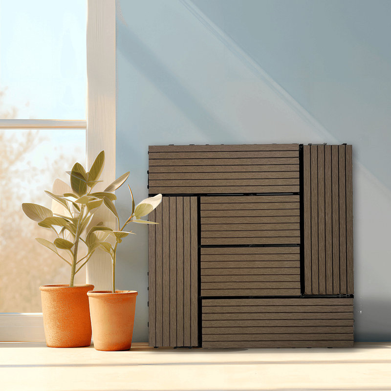 Ensemble de tuiles de terrasse en bois et en plastique composite de 20 pièces, Bois espresso