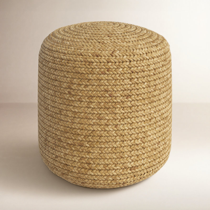 Sandara 16" Wide Round Pouf Ottoman, Natural