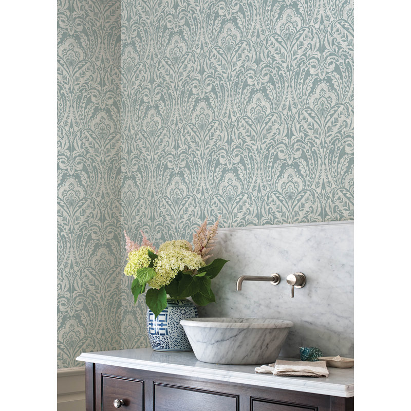 Berkshire Butter Damask Wallpaper, Blue