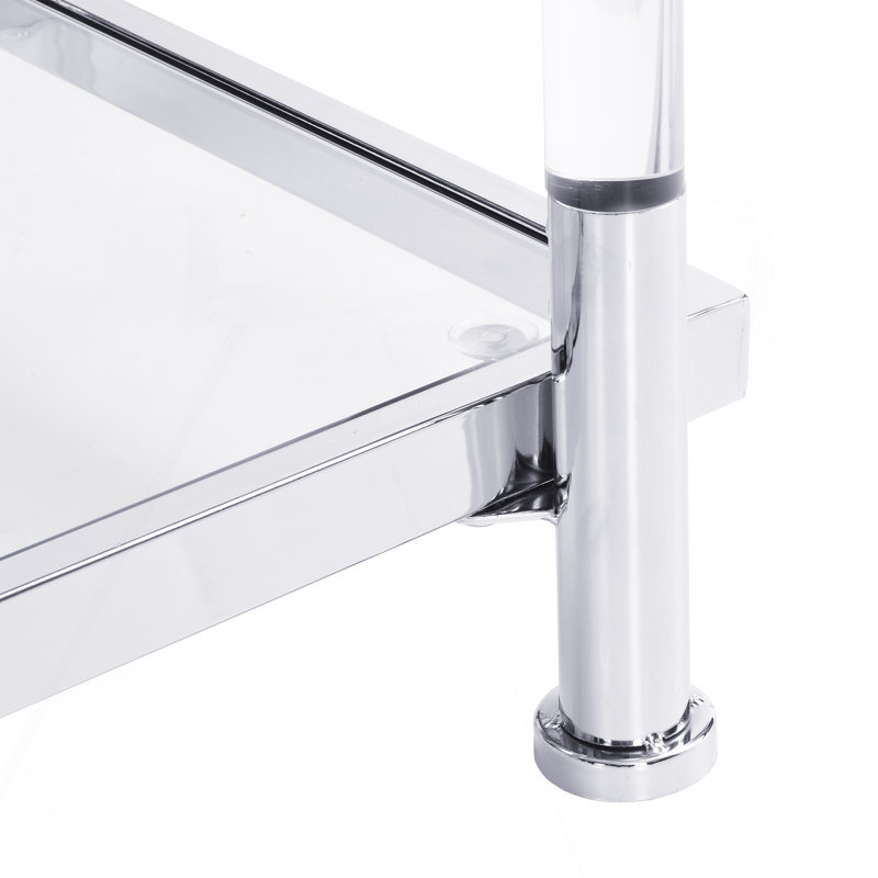 43.31'' Glass Sofa Table, Acrylic Side Table, Console Table for Living Room& Bedroom, Chrome, 31.5" H x 43.3" W x 15.6" D