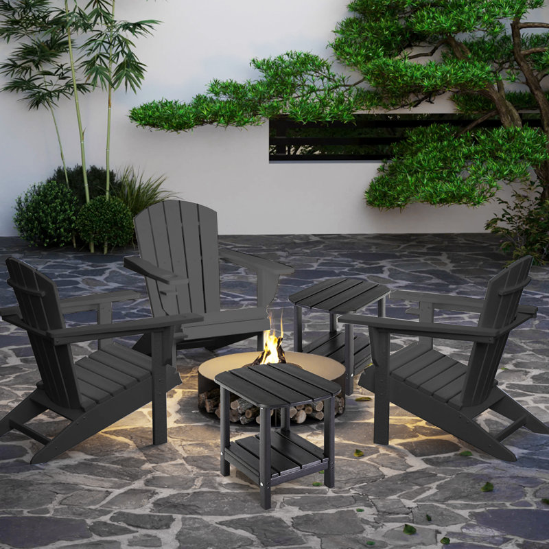 Table d'appoint extérieure en PEHD, table d'appoint Adirondack à 2 niveaux, résistance aux intempéries, Noir