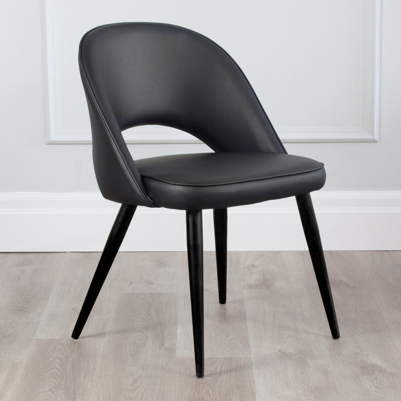Chaise d'appoint rembourrée en similicuir Kanthan, Noir, Noir