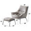 Fauteuil d'appoint et repose-pieds en cuir fleur kaki Jabel-1811950025