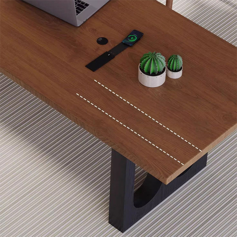 Bureau d'écriture rectangulaire en bois massif noyer, H 29,53 po x l 78,74 po x P 31,5 po