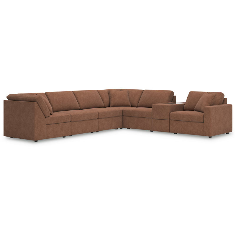 Canapé modulaire 7 pièces avec rangement Chobanyan, Polyester brun