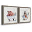 «Farm Tub Pig», ensemble de 2 peintures sur toile encadrées-10782399-10782394