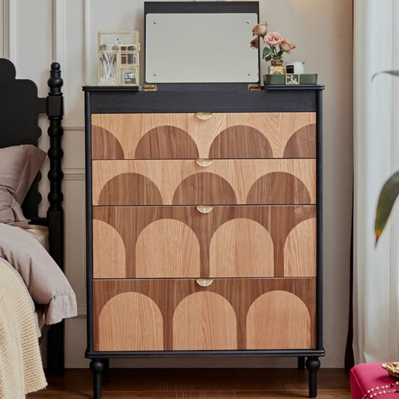 Vintage Simple Bedroom Dresser, Black/Brown