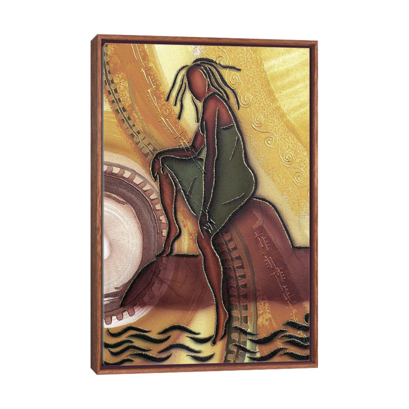 « By the Water » par Fred Odle-impression, Pas de tapis, H 26 po x l 18 po x 1,5 po, Toile avec cadre en bois brun classique