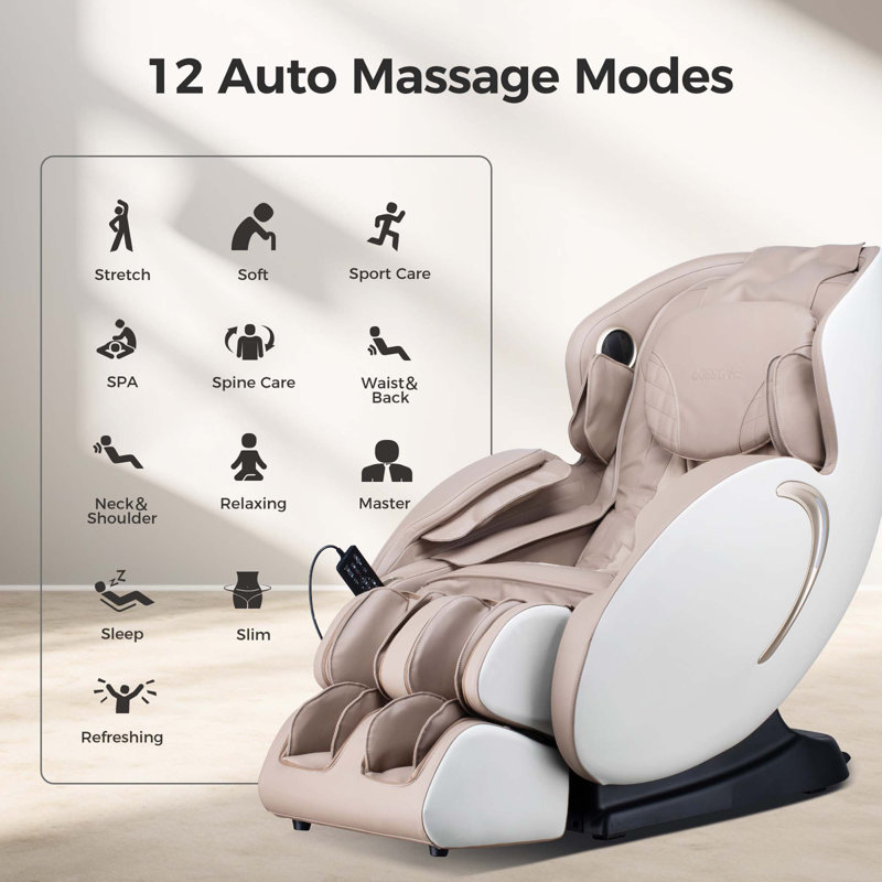 Fauteuil de massage 3D Zero Gravity, fauteuil inclinable de shiatsu complet avec application, Beige