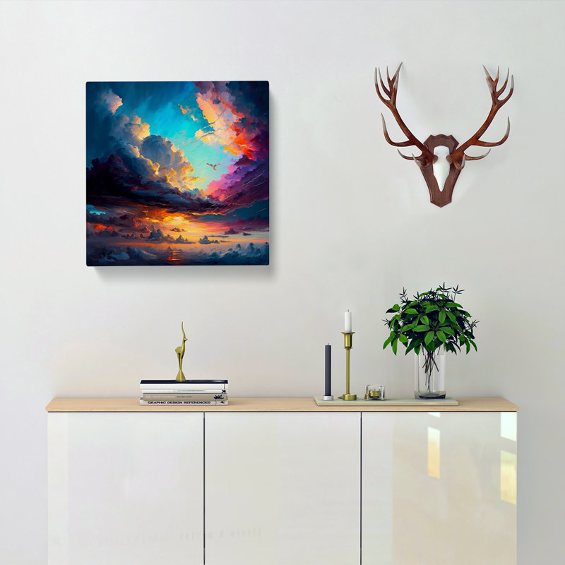 Cloudy Sky Palette Knife Painting - Print