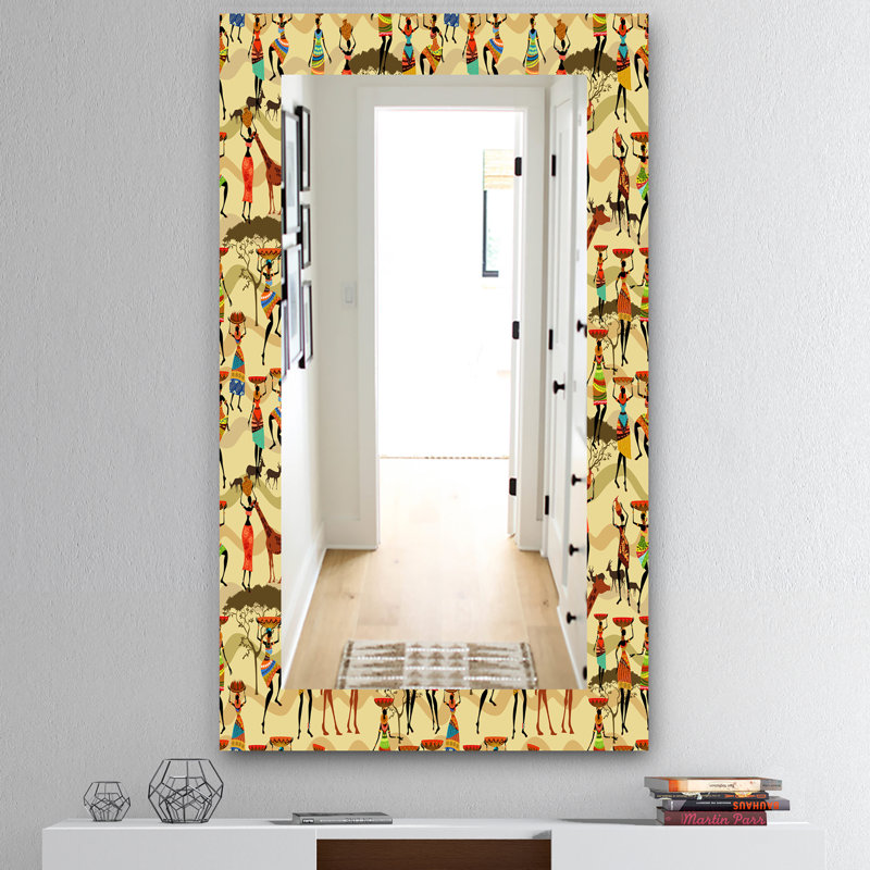 Miroir mural traditionnel Texture with African Women, H 39,4 po x l 29,5 po