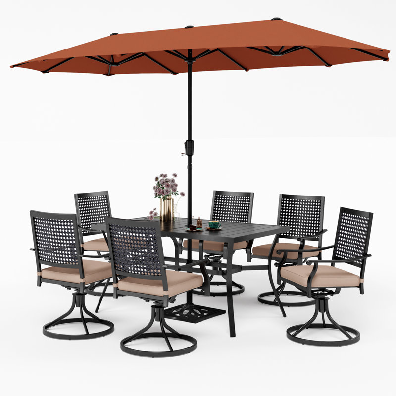 Aivo 6 - Person Patio Dining Set with Rectangular Table , Cushions Included