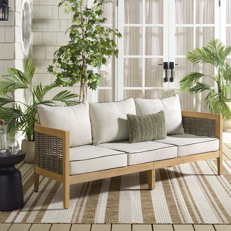 Canapé de patio 3 places Daun, Oak / Ivory Black