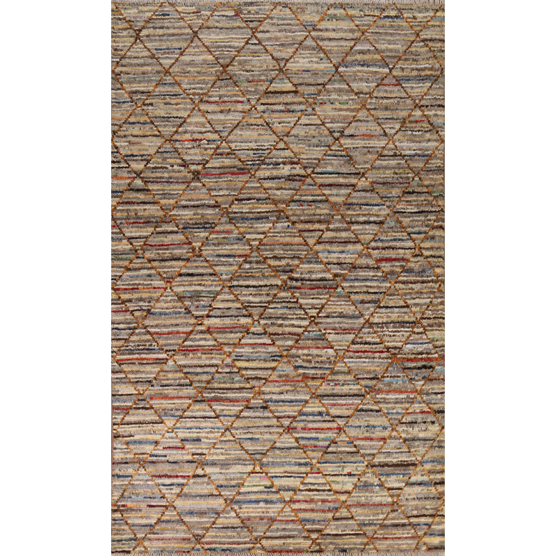 Tapis multicolore en laine noué à la main 6 pi 7 po x 9 pi 9 po One Age of a Kind Kind
