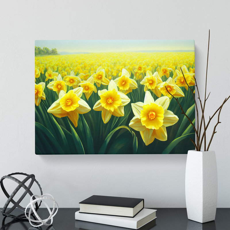 Virtuous Daffodil Flowers - Wrapped Canvas, 50cm H x 76cm W x 3cm D