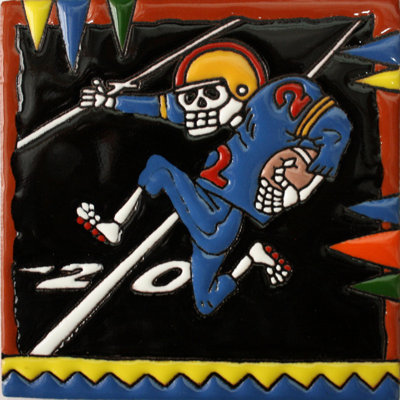 Joueur de football TalaMex. Carreau d'argile Day-Of-The-Dead