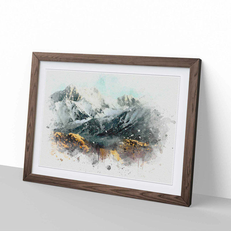 Road to the Mountains in California in Abstract - Picture Frame Graphic Art Print, 40cm H x 60cm W x 2cm D, Walnut
