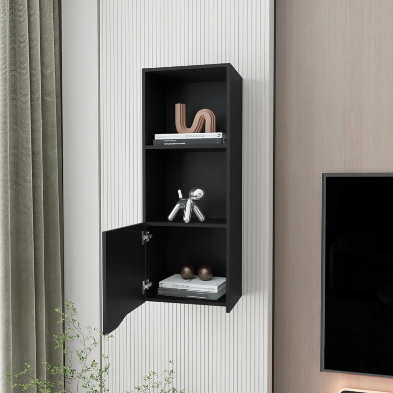 Armoire murale moderne en noir - Solution de rangement polyvalente à une porte pour la maison