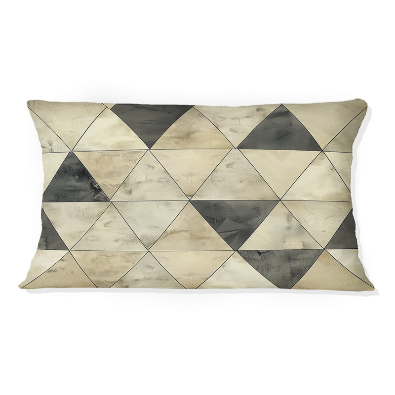 Coussin lombaire brun à motif de triangles IV