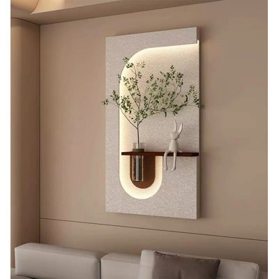 Plantes vertes hydroponiques de style crème avec décorations murales à DEL
