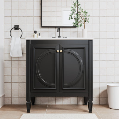 Meuble-lavabo de 30 po avec lavabo en céramique et charnières à fermeture en douceur Erica