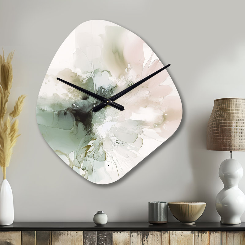 Horloge murale verte et crème Essence Of Modernity I - forme irrégulière, Grand