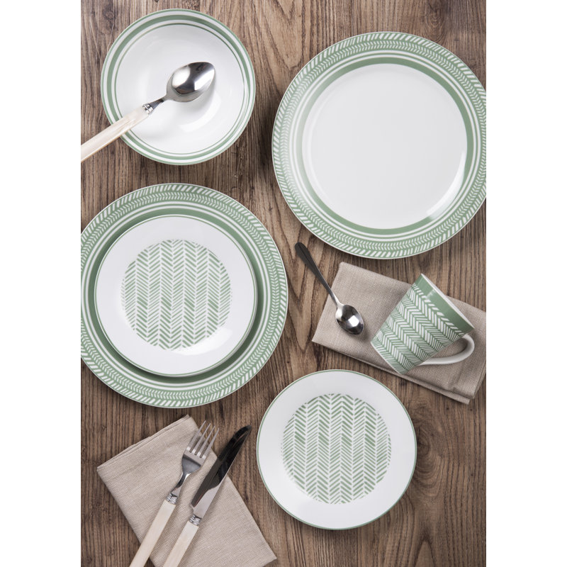 32pc Herringbone Sage Green