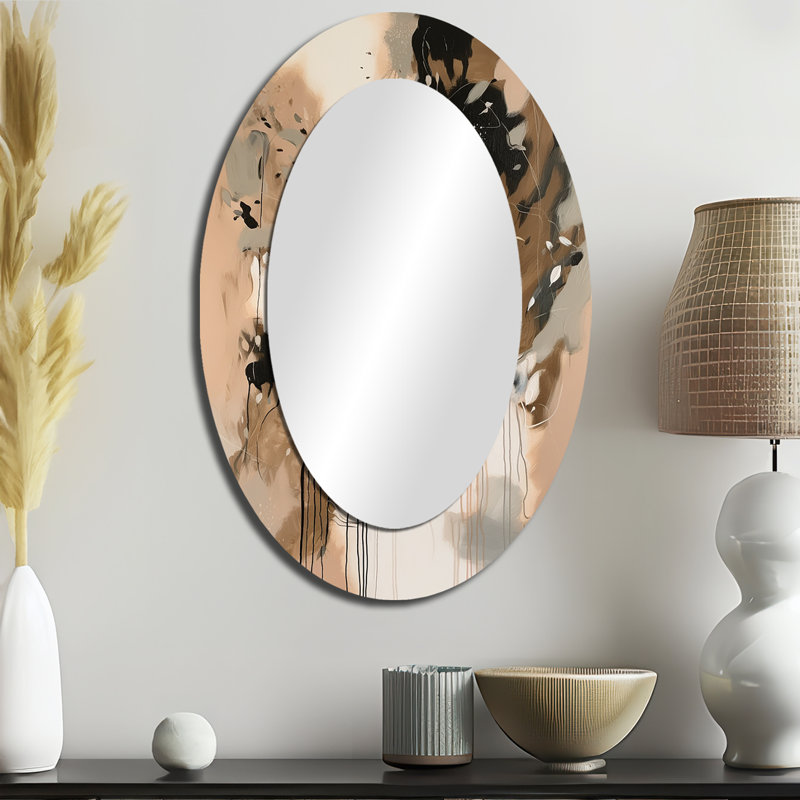 Miroir mural moderne brun symétrique coloré I, 36 po x 24 po
