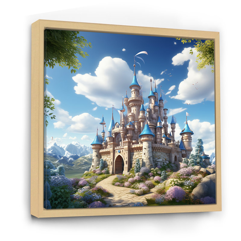 Princesse, château magique, rêves III, art mural, Cadre flottant brun, H 30 po x l 30 po x P 1,5 po