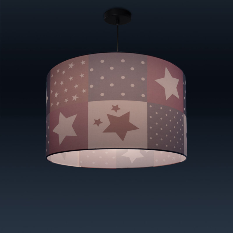 Drum pendant lamp 1-light Caton, 27cm H x 45.5cm W x 45.5cm D, Pink/Grey/Green/White, Black