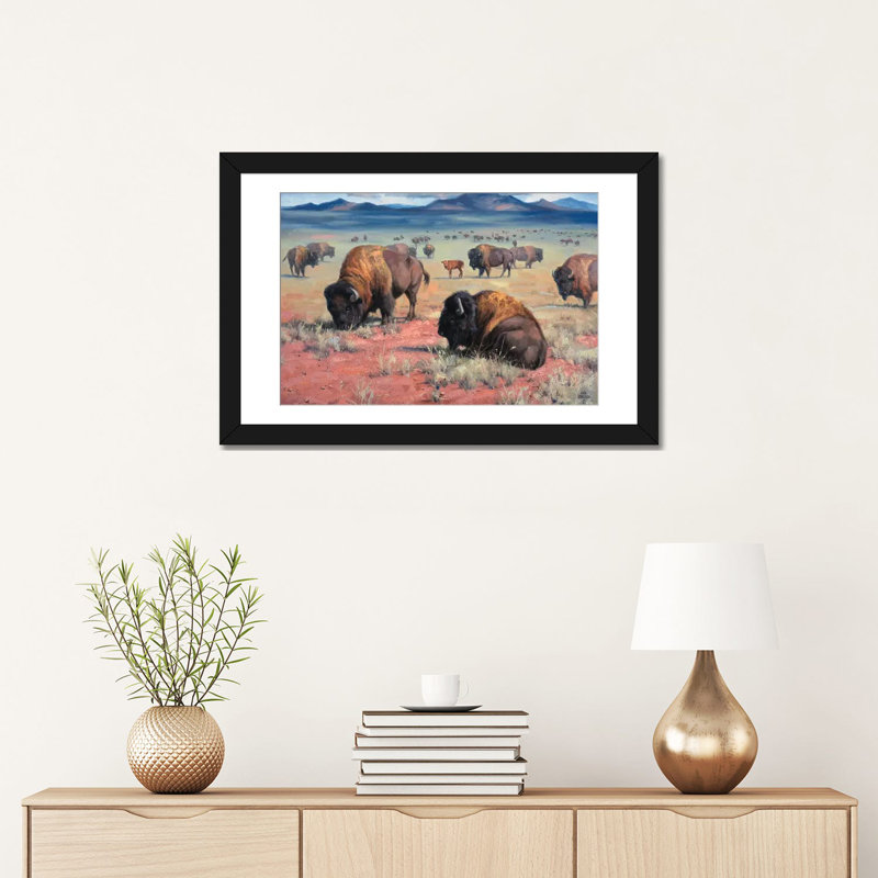 « home on the range », impression sur toile, Papier beaux-arts encadré noir, H 24 po x l 32 po x P 1 po, Blanc