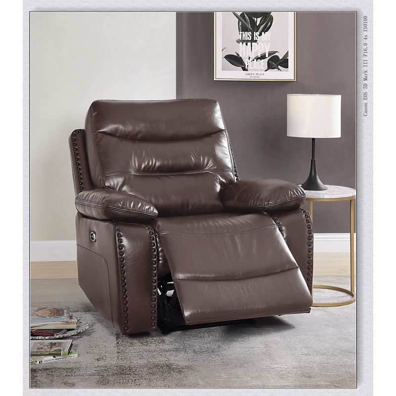Fauteuil inclinable en cuir brun GEL Aashi Power Motion et fabrication durable pour un confort ultime