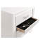 Table de chevet 2 tiroirs en blanc pour le décor de la chambre à coucher - Poignées en strass, décorations scintillantes et poignées chic, rayures