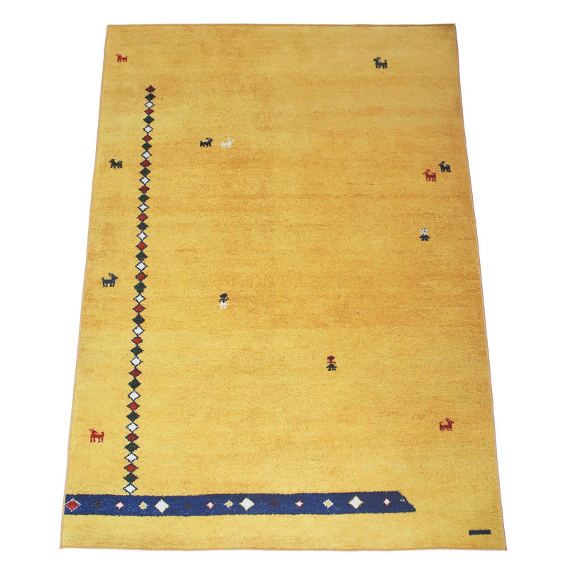 Tapis lavable à la machine Gabbeh avec rembourrage intégré et envers antidérapant, Rectangle 6 pi x 9 pi