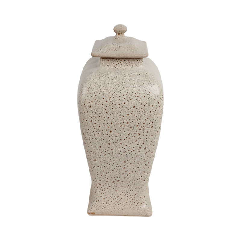 Townsend Handmade Stoneware Jar, 16" H x 7" W x 9" D, Beige