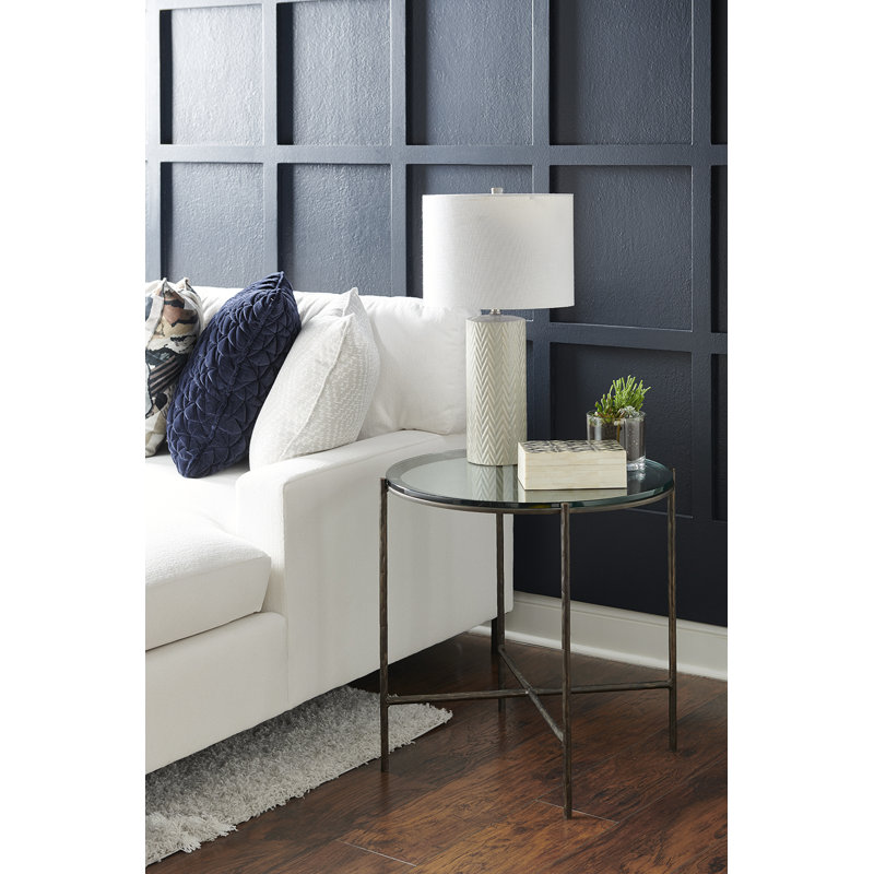 Anna Solid Wood End Table, Raven, Burnished Iron