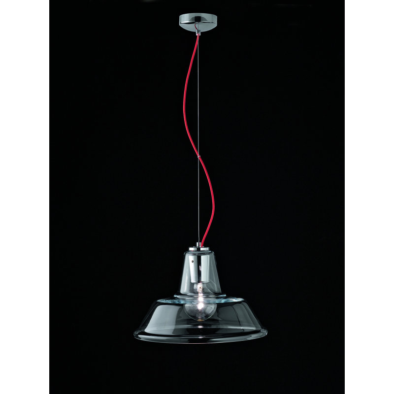 1 - Light Dome Pendant, Chrome/Red, Clear