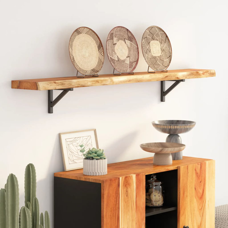 Tablette murale rectangulaire en bois massif 39,4 x 7,9 x 1,5 po Alpen Home, H 1,5 po x l 63 po x P 7,9 po