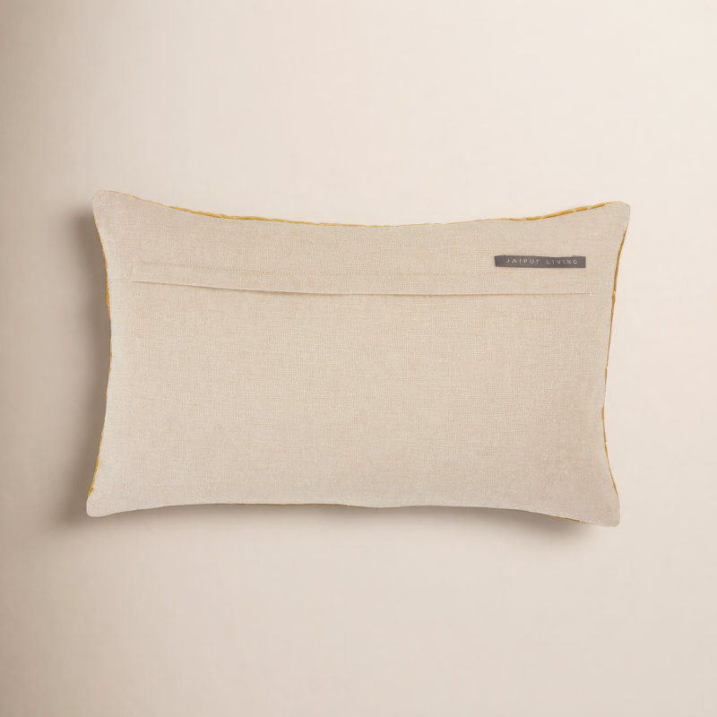 Ryans Embroidered Cotton Reversible Throw Pillow, Gold Trellis, Polyester/Polyfill, Rectangle 13" H x 21" W