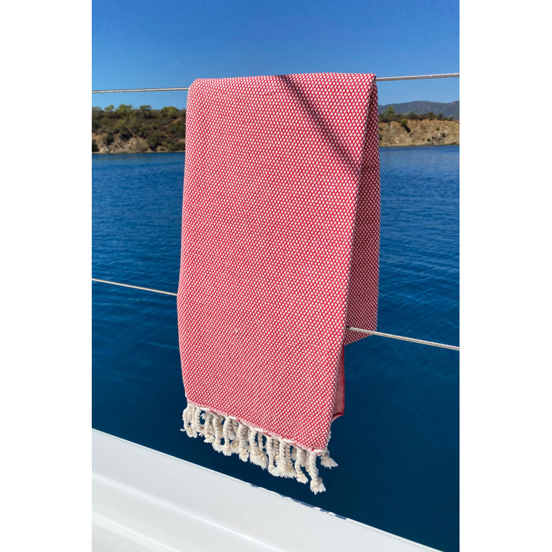 Luxueuse serviette de plage 100% coton Fouta, 37,4 x 74,8 pouces | Haute capacité d'absorption d'eau, motif alvéolé doux, 13,1 oz / verge carrée | Lavable à la machine, couleur rouge vif | Parfait pour la plage, la piscine ou le spa