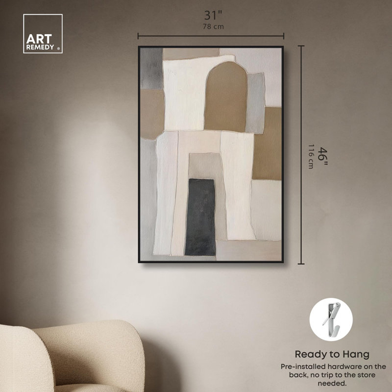 "Monastère murs", reproduction d'art sur toile par Art Remedy, cadre noir, 30 x 45, H 46 po x l 31 po, Structure noire