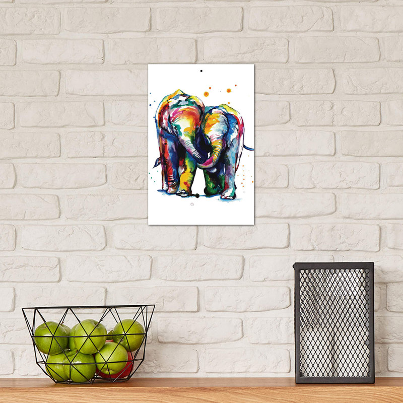 Elephants 1 Piece Wrapped Canvas Painting, 20.32 cm H x 30.48 cm W