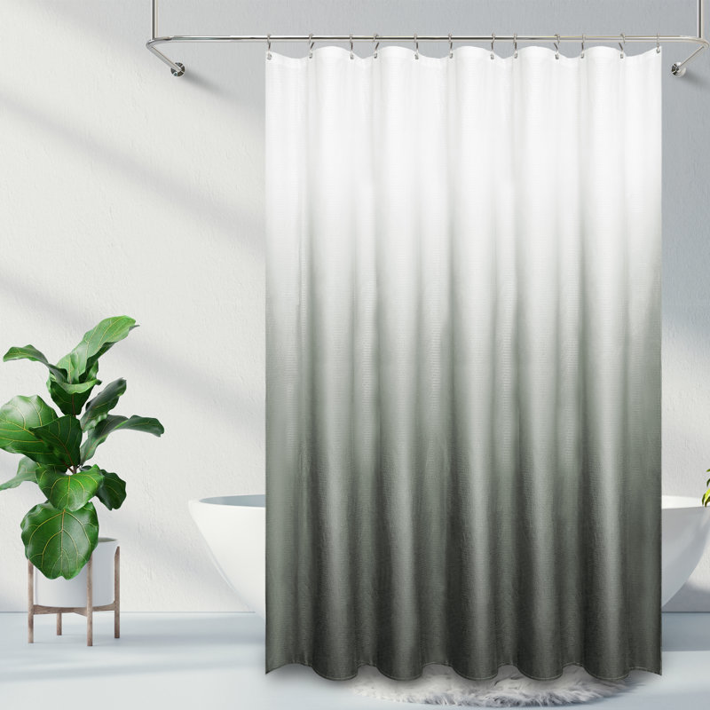 Jaedan Ombre Shower Curtain with Hooks Included, Gray, 72" W x 79" L