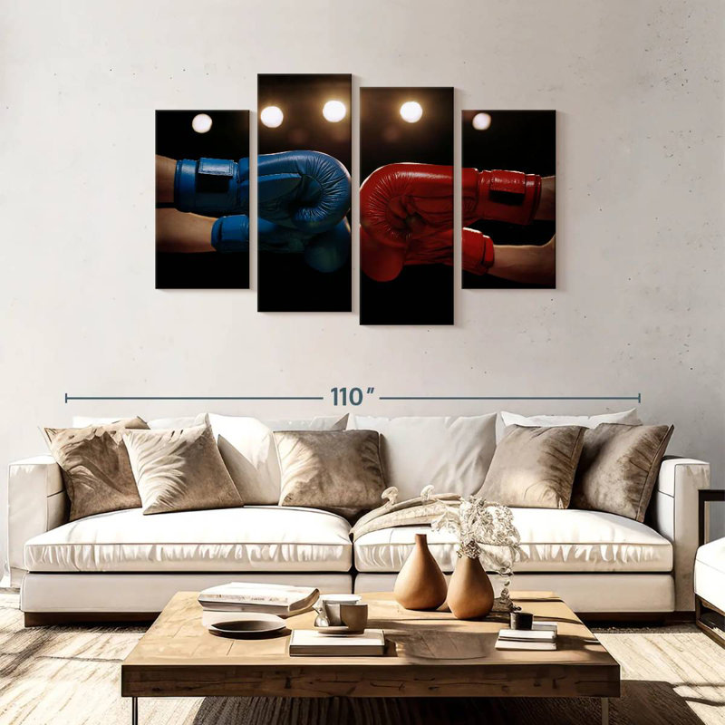 Boxers touching gloves Sireci, H 48 po x l 75 po