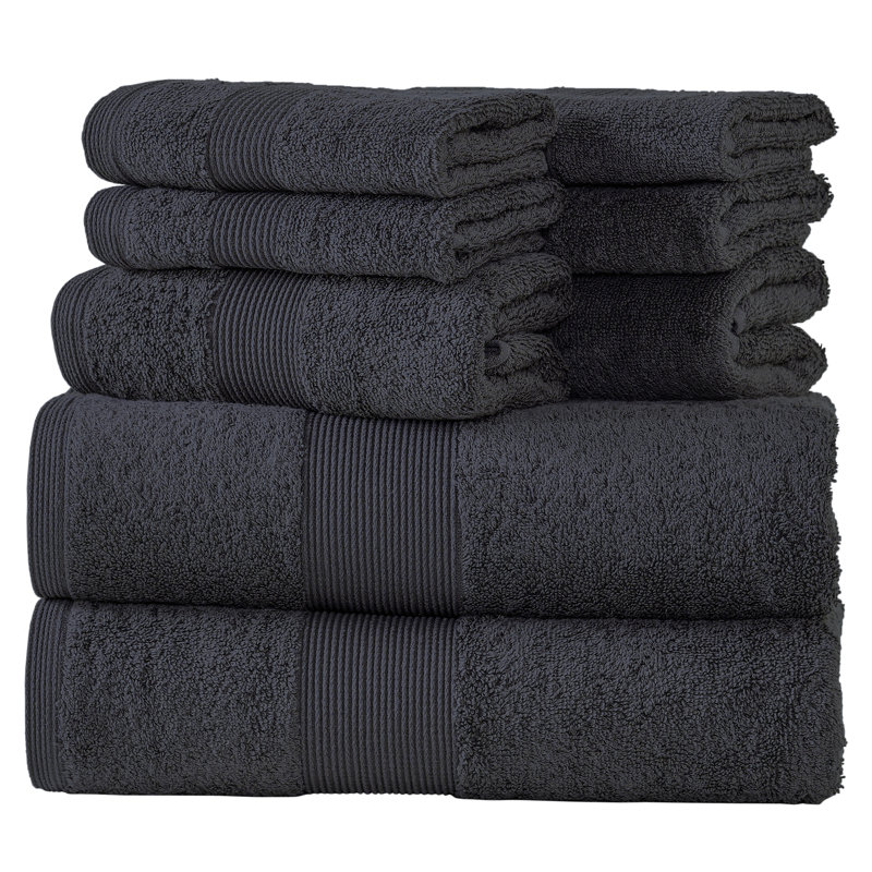 Ensemble de serviettes 8 pièces 100% coton, Gris