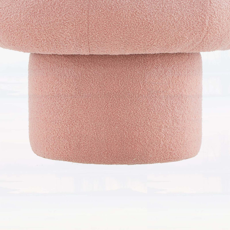 Fauteuil demi-tonneau pivotant au design rond unique, parfait pour le salon, la chambre à coucher ou les petits espaces, Rose