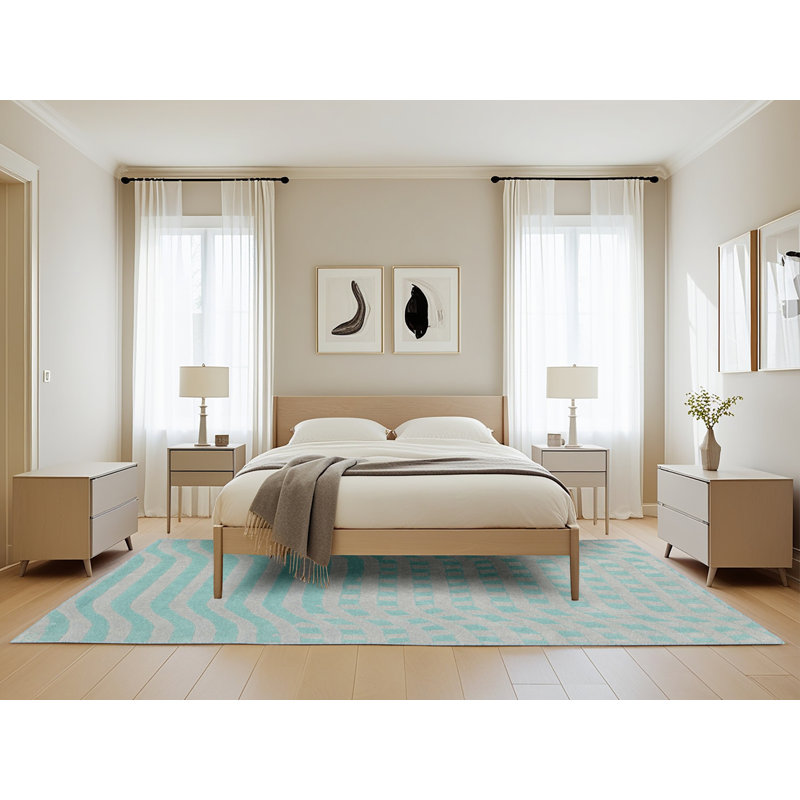 Tapis contemporain vert / gris, Rectangle 5 pi x 8 pi
